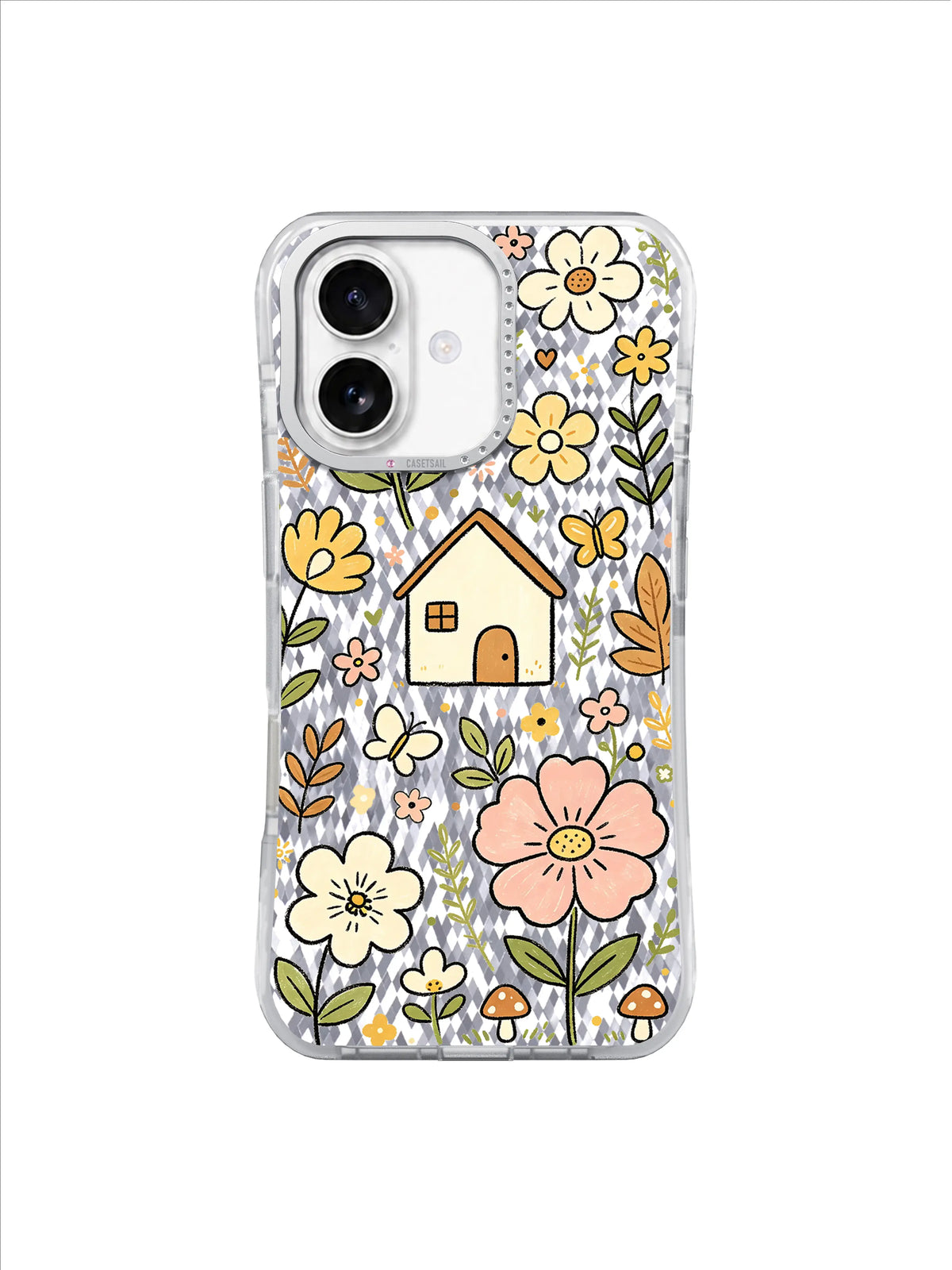 Butterfly Cottage Garden on an iPhone 17 case