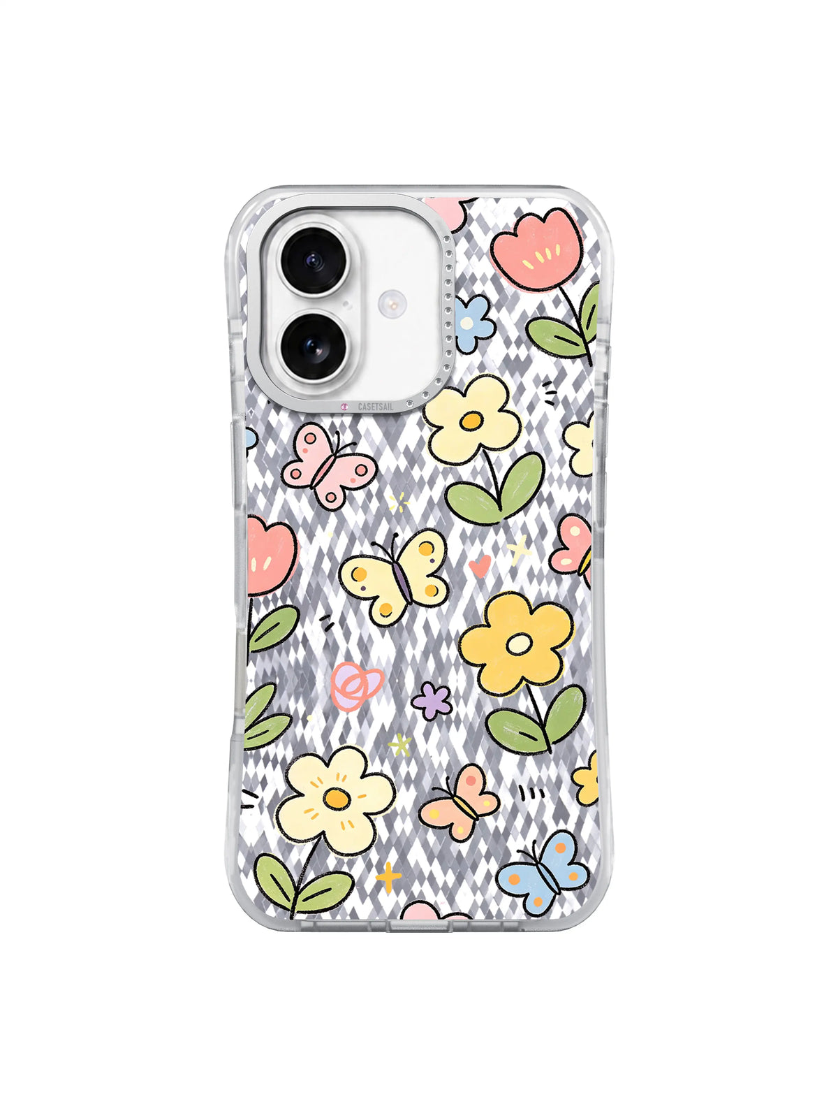 Aqua Butterfly Wreath pattern on an iPhone 17 case