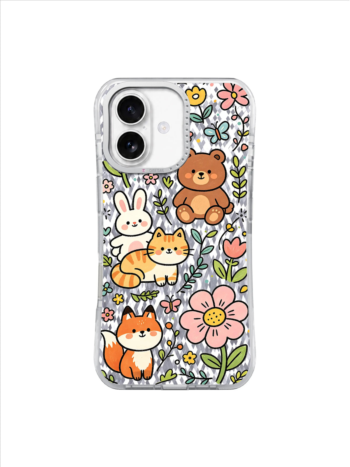 Woodland Trail Friends on an iPhone 17 case