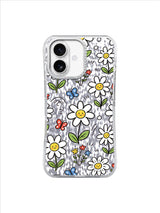 Mint Meadow Smiles pattern on an iPhone 17 case