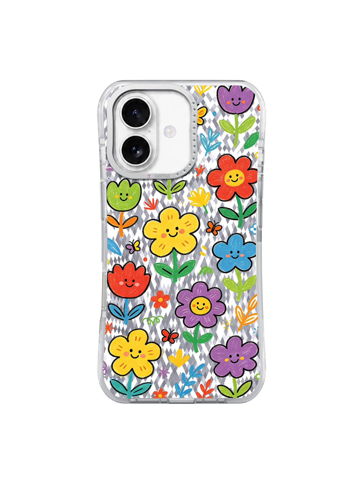 Pastel Rainbow Garden pattern içeren iPhone 17 kılıfı