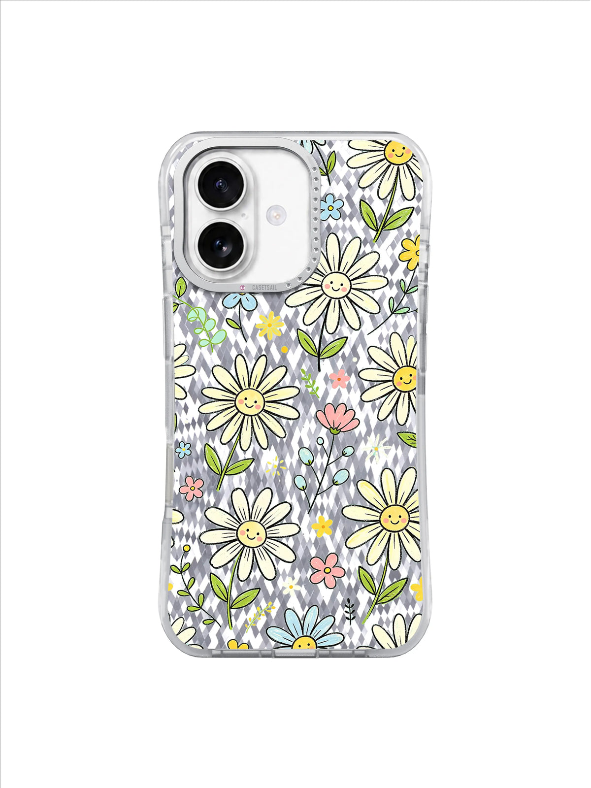 Cream Daisy Sparkle pattern içeren iPhone 17 kılıfı