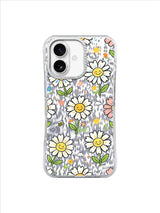 Aqua Gentle Daisies pattern içeren iPhone 17 kılıfı