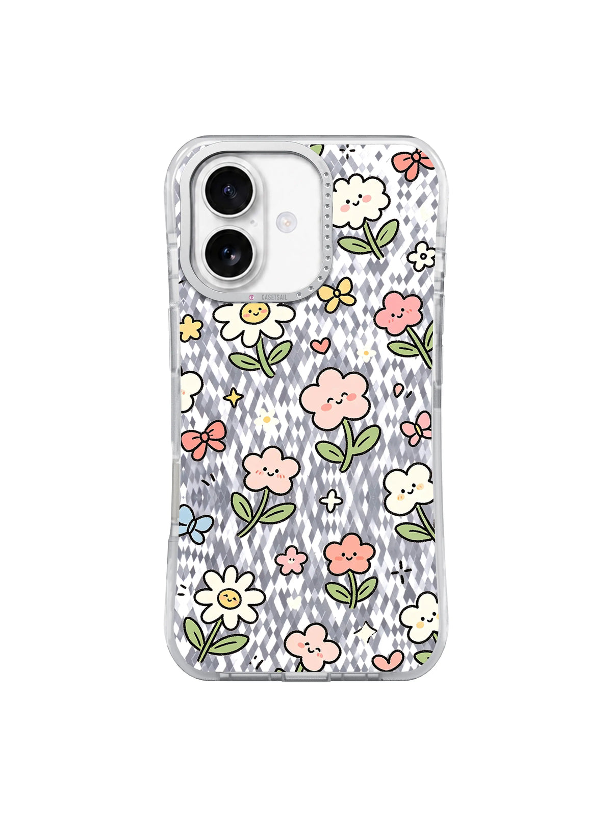 Peach Butterfly Picnic pattern on an iPhone 17 case