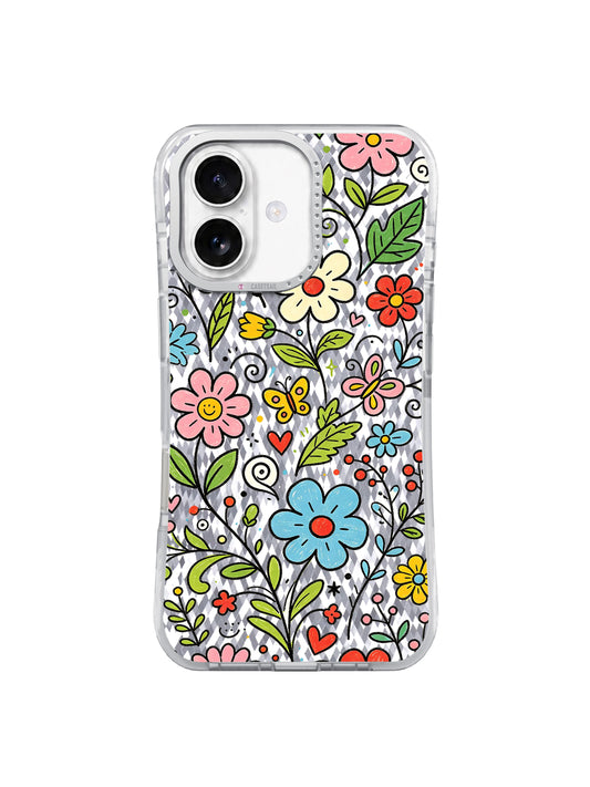 Ultimate Happy Garden iPhone 17 Kılıfı - Renkli Karalama Çiçekler