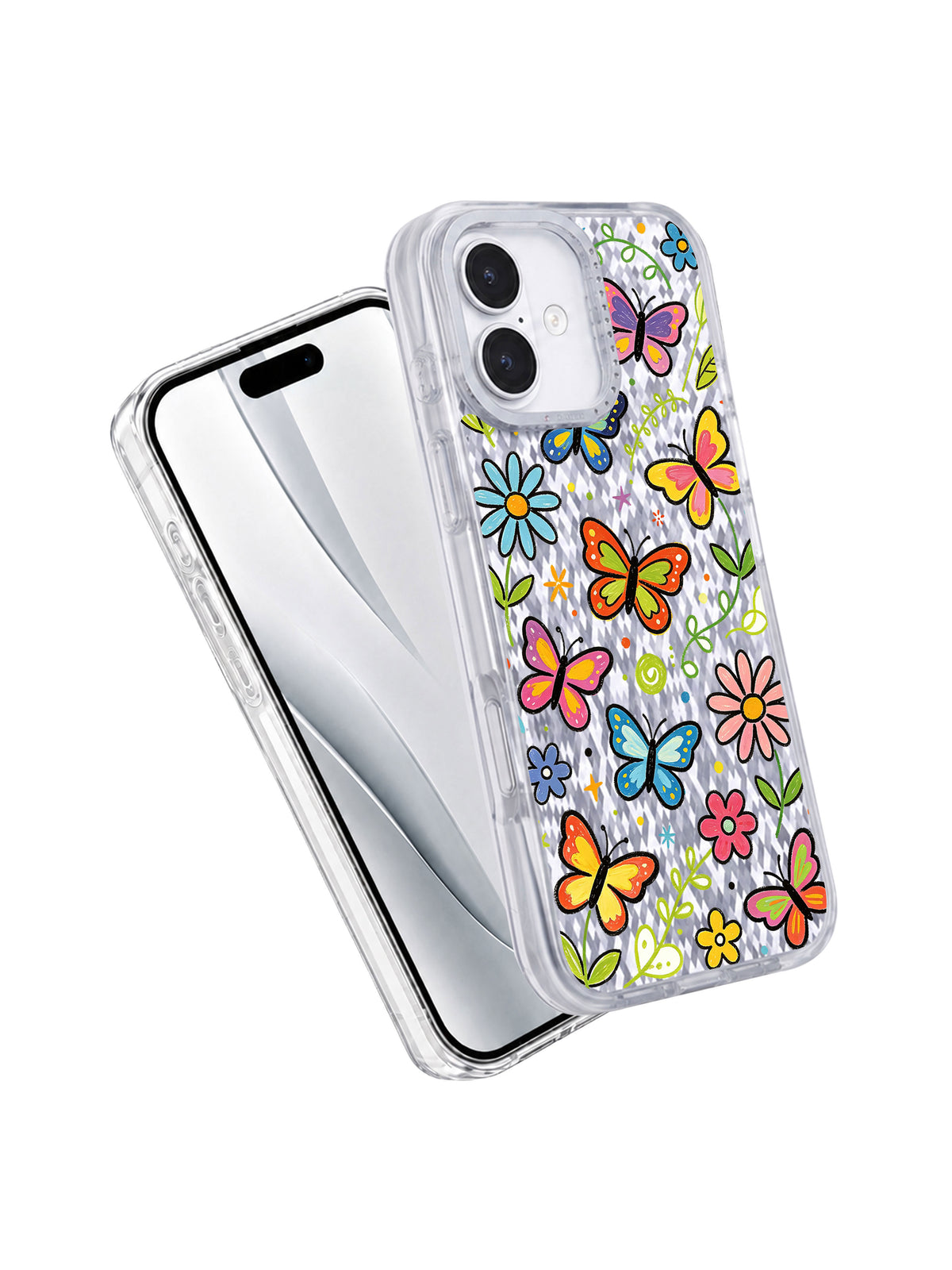 Gökkuşağı Kelebek Bahçesi görseli galeri görünümü 2 içeren iPhone 17 kılıfı
