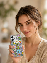 Ultimate Happy Garden iPhone 17 Kılıfı - Renkli Karalama Çiçekler