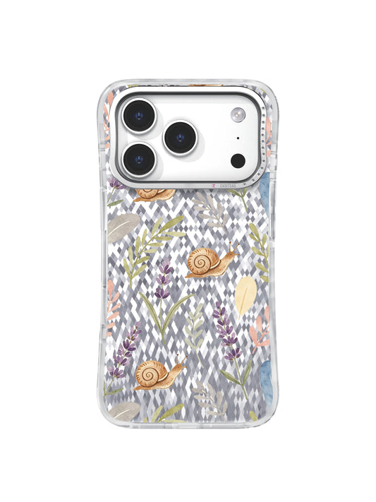Lavender Snail Dream iPhone 17 Pro Case – Calm Cottagecore
