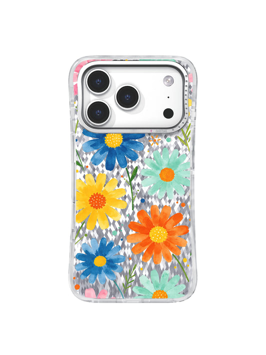 Rainbow Daisy Orchard iPhone 17 Pro Case – Watercolor Floral Art