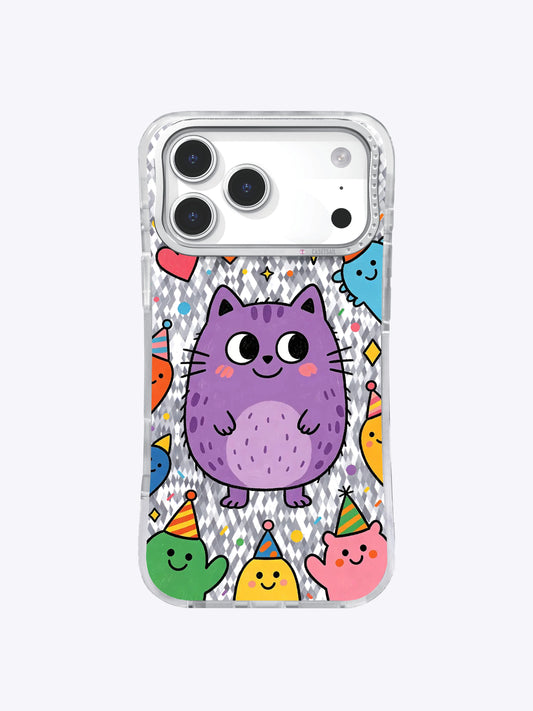 Purple Cat Monster Smile artwork gallery view 1 on an iPhone 17 Pro Max case