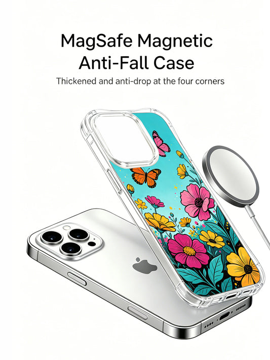 PhoneCasing Aurora Bloom "Sky & Butterflies" MagSafe Case for iPhone 16 Pro Max | Anti-Drop Floral Butterfly iPhone 16 Pro Max Casing Made in California
