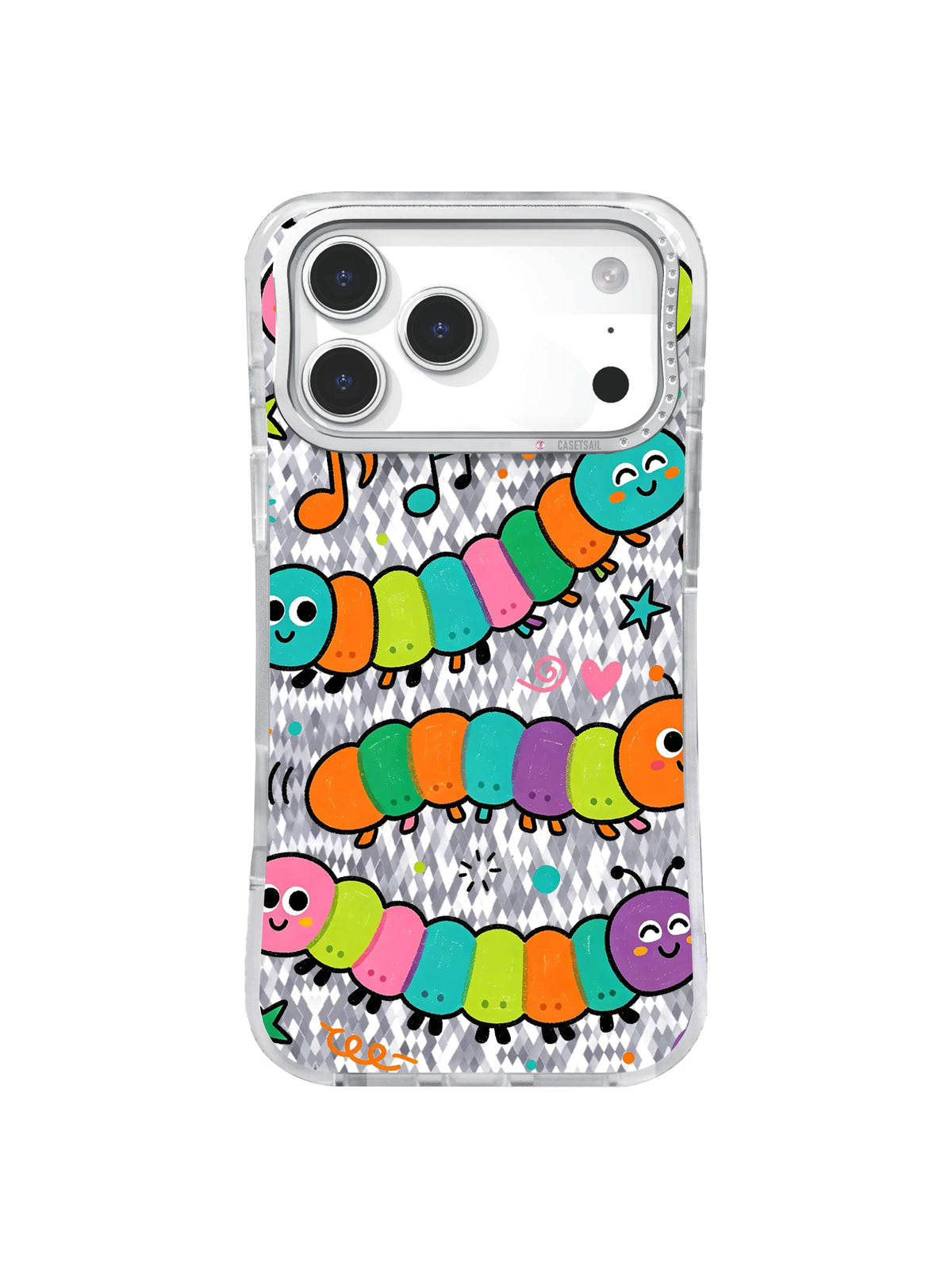 Whimsical Tempo pattern on an iPhone 17 Pro Max case