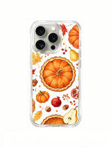 Harvest Pumpkin Pie Garden: A large pumpkin-shaped round tart with small pumpkins, pomegranate and a sliced pear.
