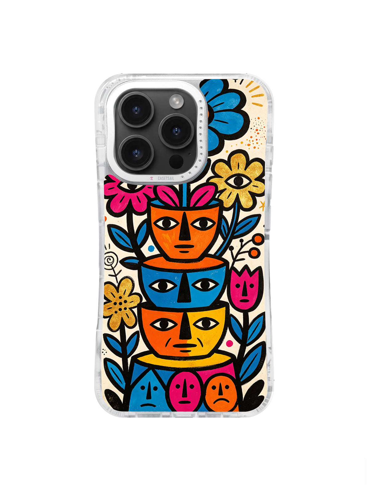 Cream face planter flower pattern iPhone case