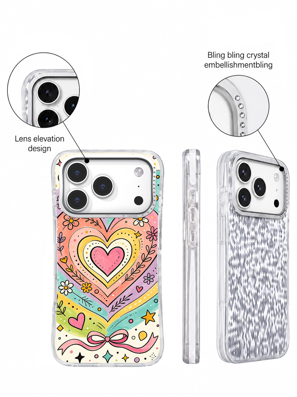 Love Symbol Universe cute coquette phone case angle view