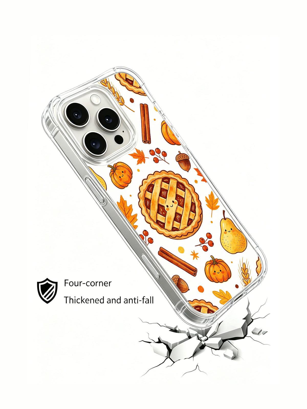 Cozy Thanksgiving Pumpkin Bakery: Angled case above an illustrated cracked surface.