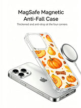 Golden Pumpkin Harvest Celebration: Case shown separately above a phone beside a round charging accessory.