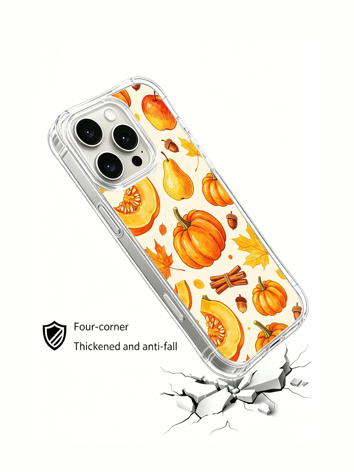 Golden Pumpkin Harvest Celebration: Angled case above an illustrated cracked surface.