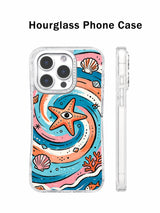 Ocean starfish hourglass phone case front and side view