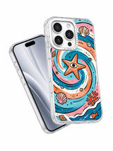 Colorful starfish ocean art iPhone case angled view