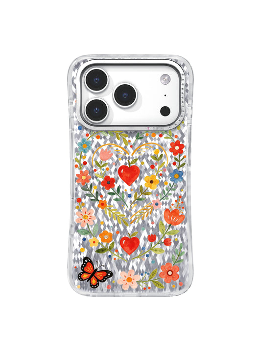 Heart Wreath Folk Floral artwork gallery view 1 on an iPhone 17 Pro case