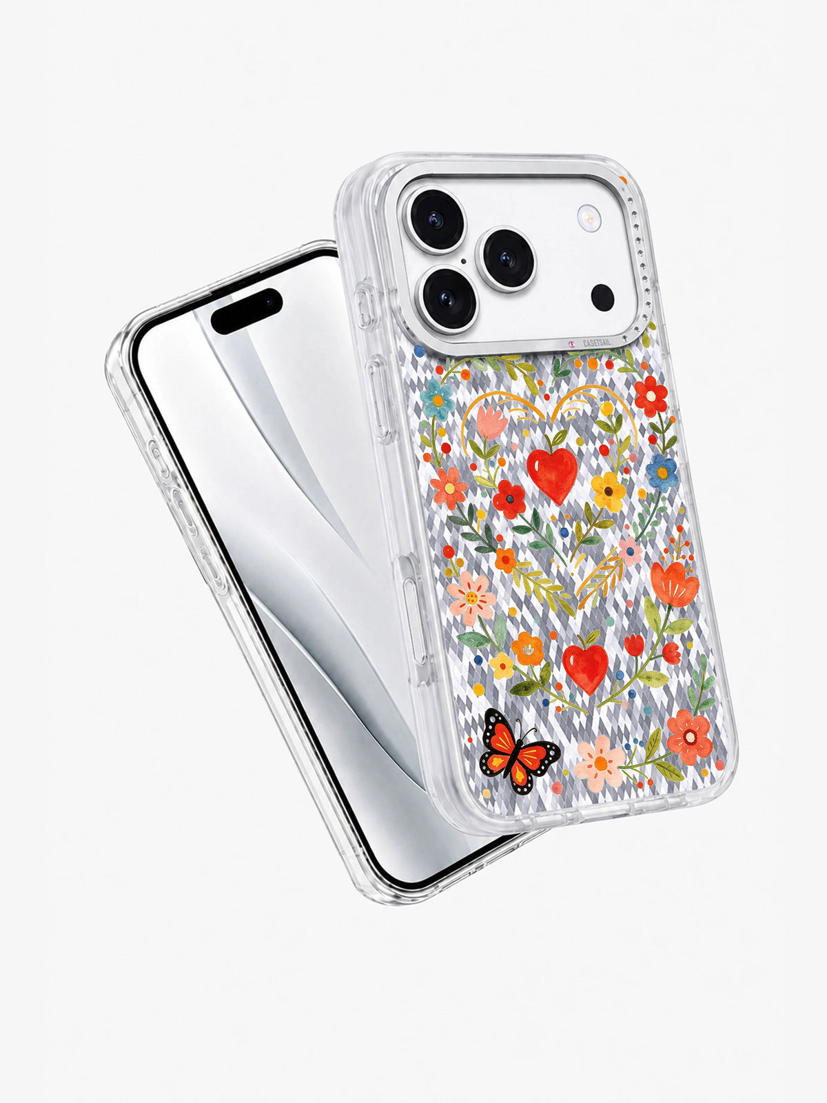 Heart Wreath Folk Floral görseli galeri görünümü 2 içeren iPhone 17 Pro kılıfı