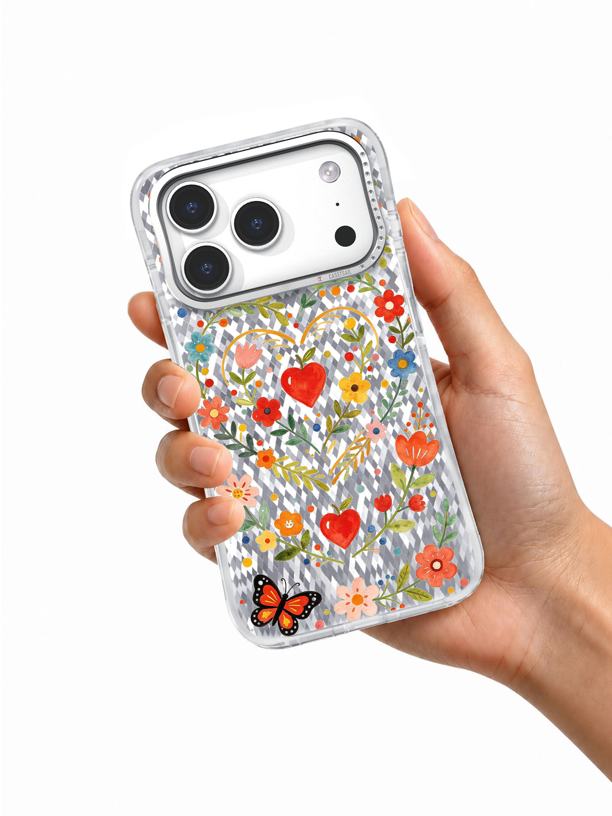 Heart Wreath Folk Floral görseli galeri görünümü 6 içeren iPhone 17 Pro kılıfı