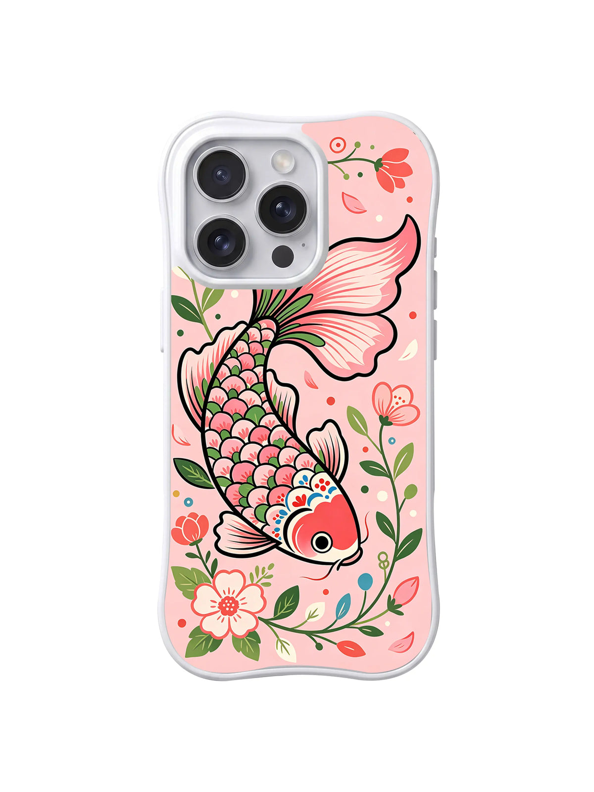 Floral Fish Blessing iPhone 14 Pro Case Rosefin Garden Koi pattern