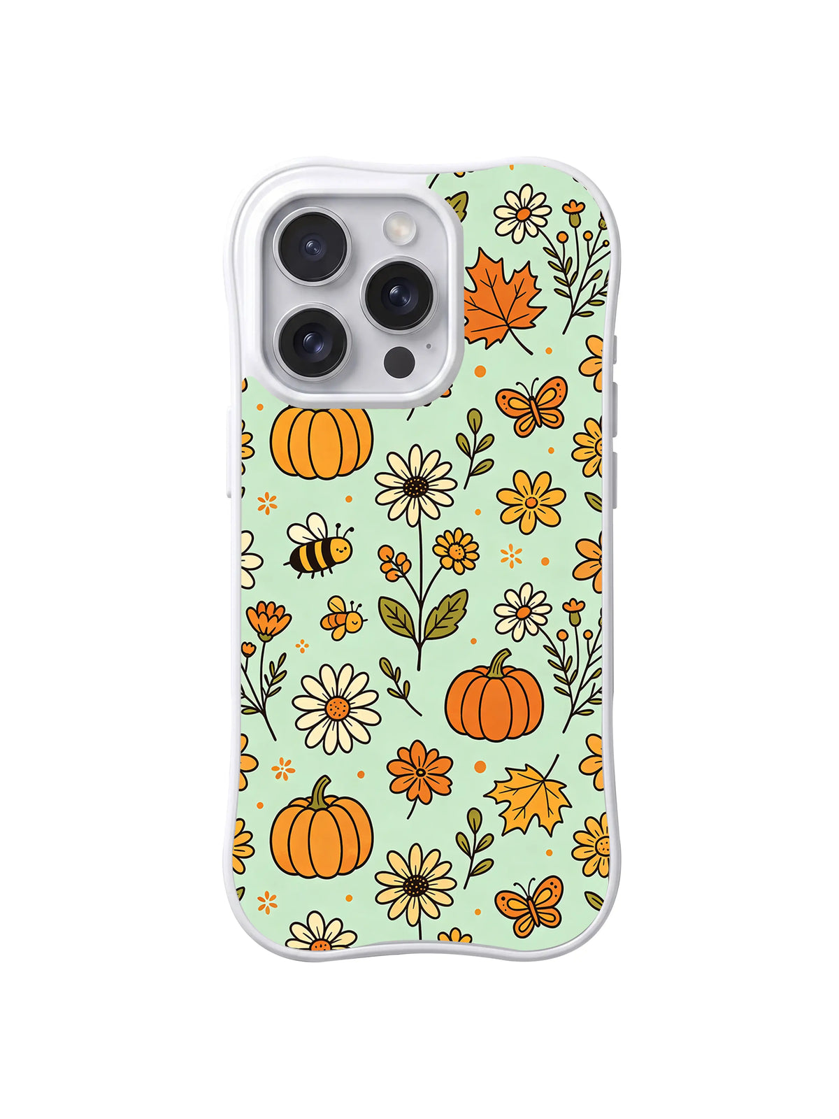 Pumpkin Bee Meadow pattern iPhone 14 Pro case
