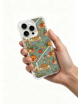 Woodland harvest picnic iPhone 14 Pro case hand view