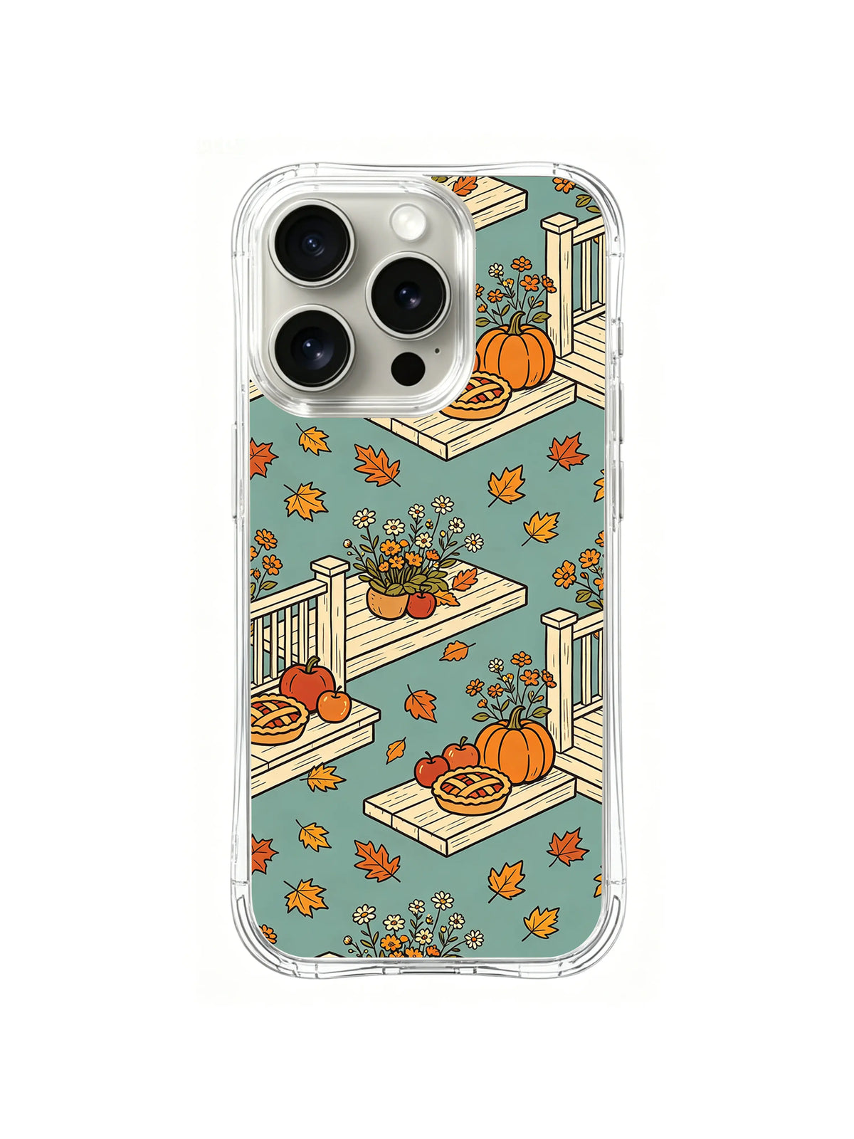 Cottage Picnic Table pattern iPhone 14 Pro case