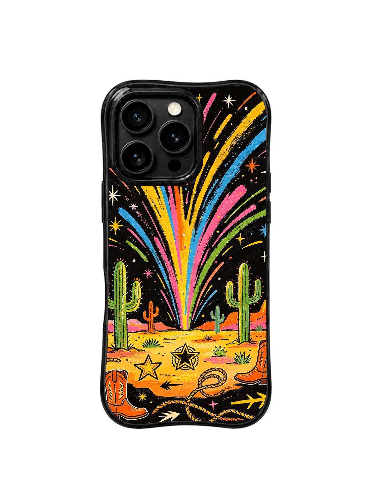 Neon Cactus Rodeo western case pattern