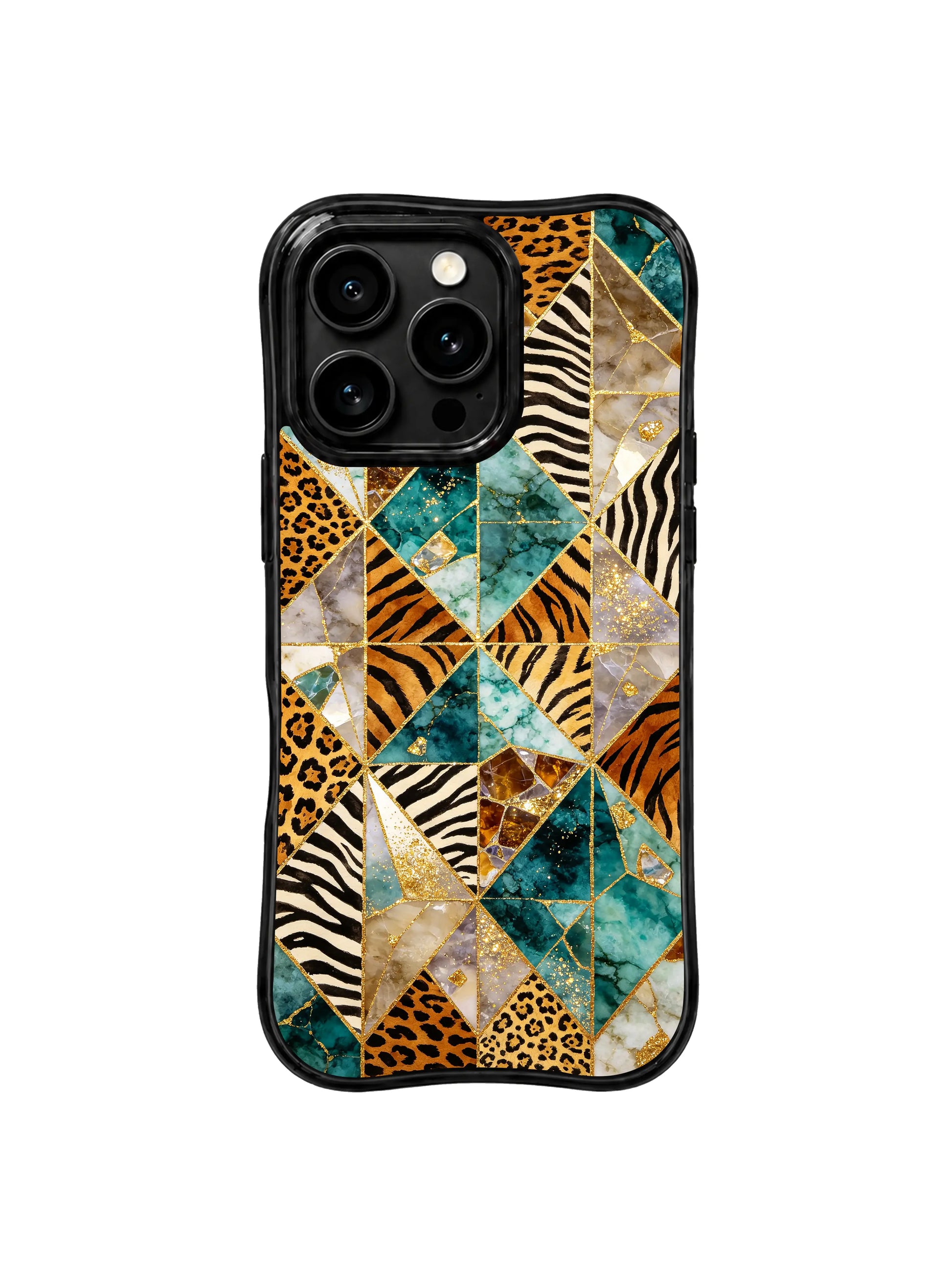 PhoneCasing iPhone 15 pro max phone case with MagSafe compatibility, luxury wild gem facet print, 10ft drop protection.
