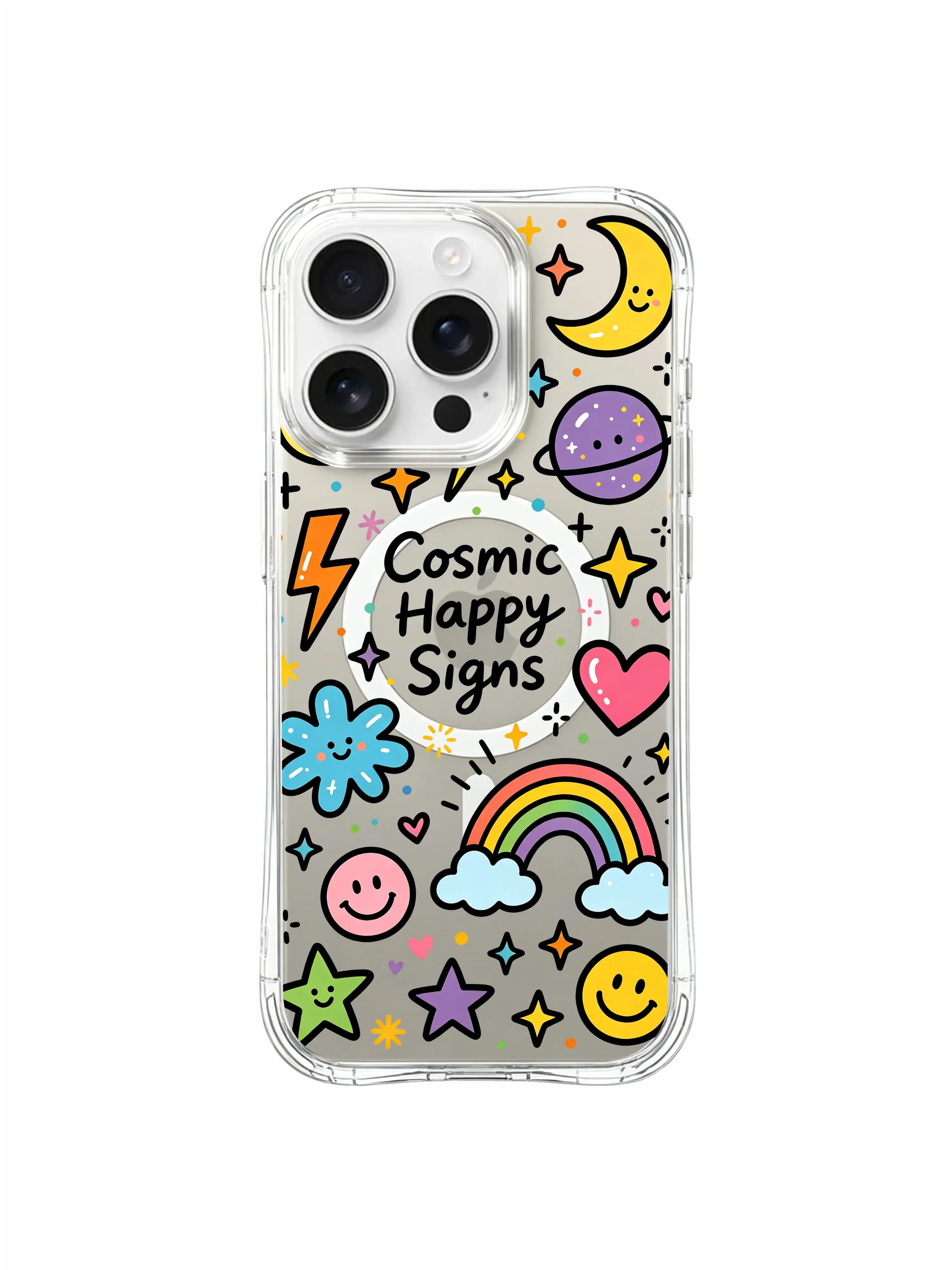 PhoneCasing iPhone 16 Pro Max MagSafe Case - Girly Cosmic Star Art, Durable Clear Casing