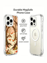 Whispering Mushroom Forest: Illustrated case and a second rear phone view in a promotional layout.