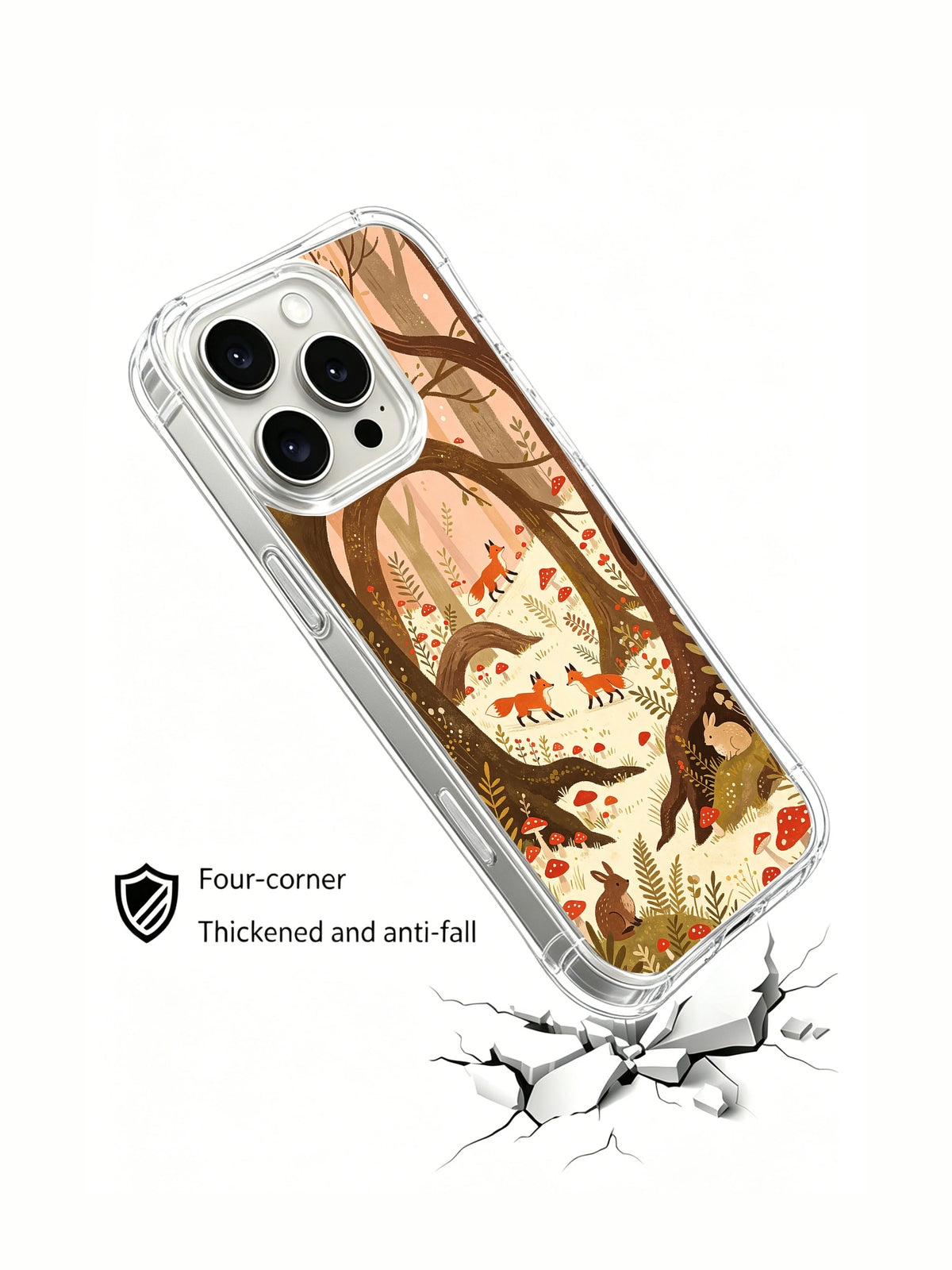 Whispering Mushroom Forest: Angled case above a cracked-surface graphic.