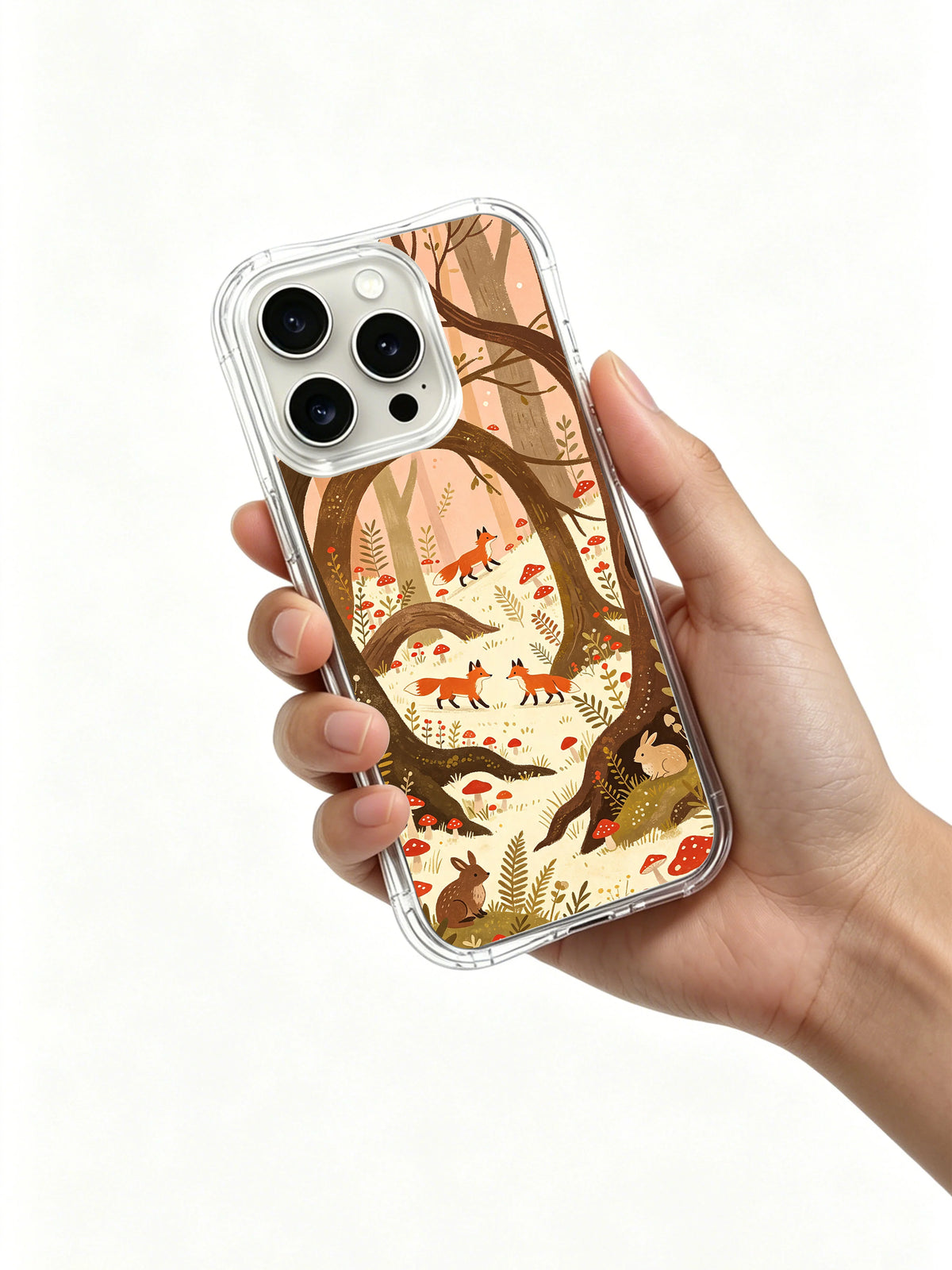 Whispering Mushroom Forest: A hand holding the illustrated case.