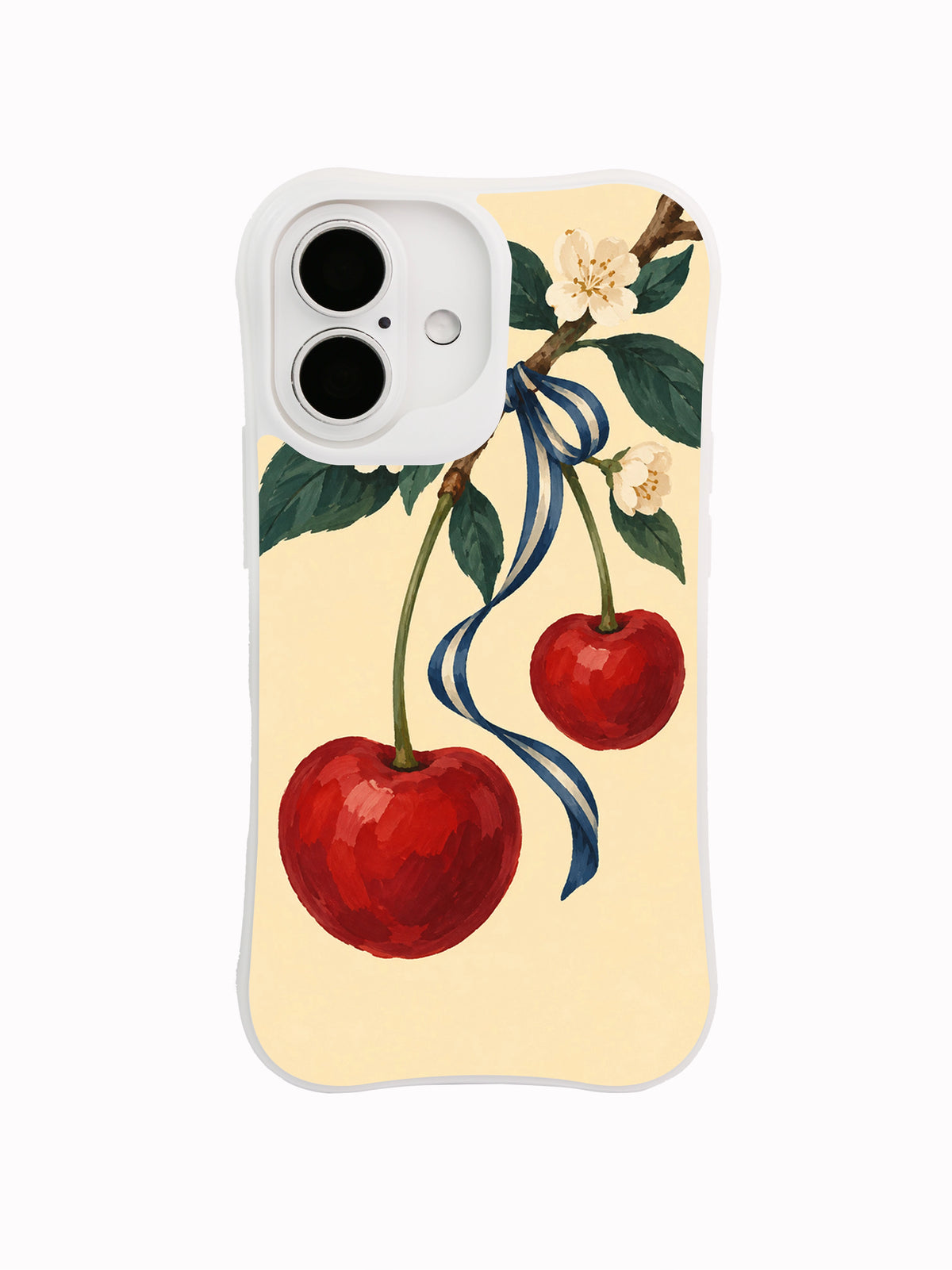 A Knot for Two cherry ribbon iPhone 16 case by Elowen Bramble
