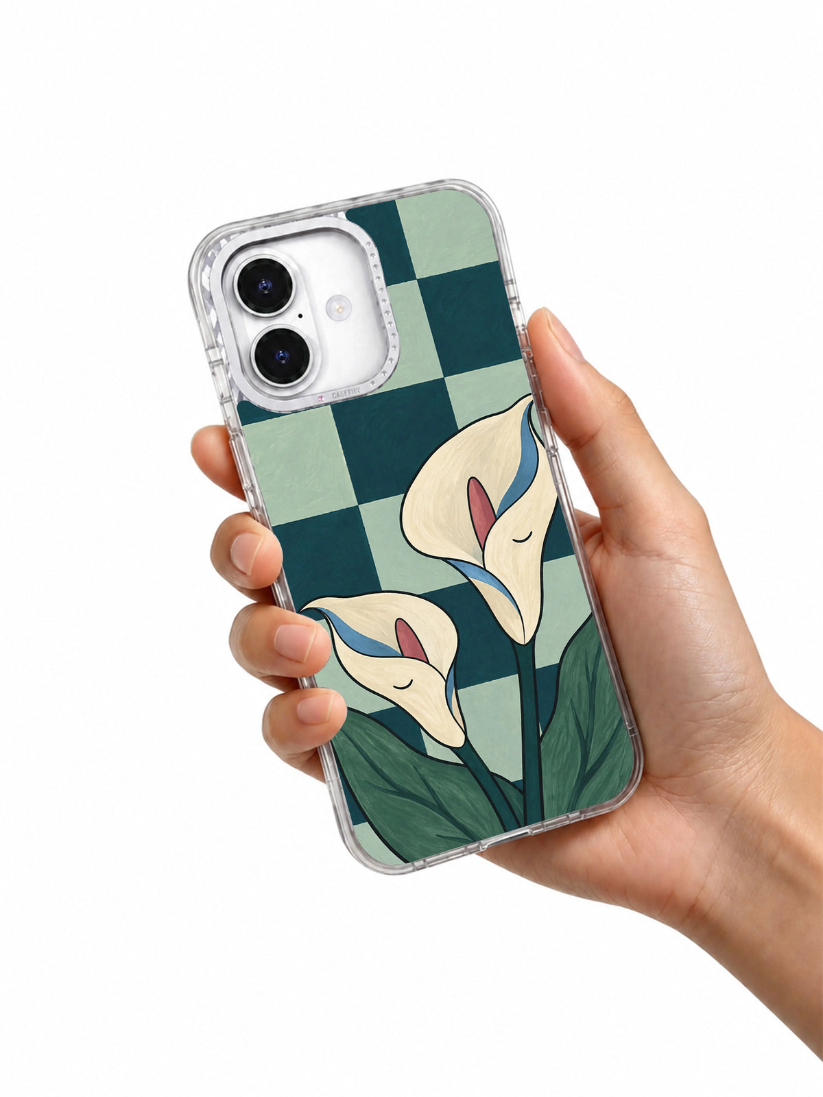 A Quiet Place for Rain iPhone 17 case shown in hand