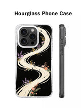 Abstract Flower Galaxy hourglass phone case shown from the back and side