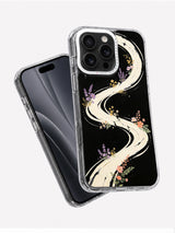 Celestial floral iPhone case displayed with a black phone at an angle