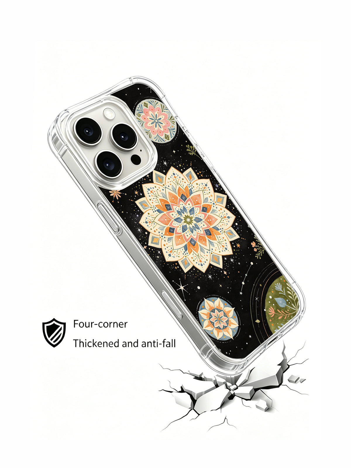 Abstract Garden Universe iPhone 15 Pro case angled view
