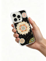 Abstract Garden Universe floral iPhone 15 Pro case in hand