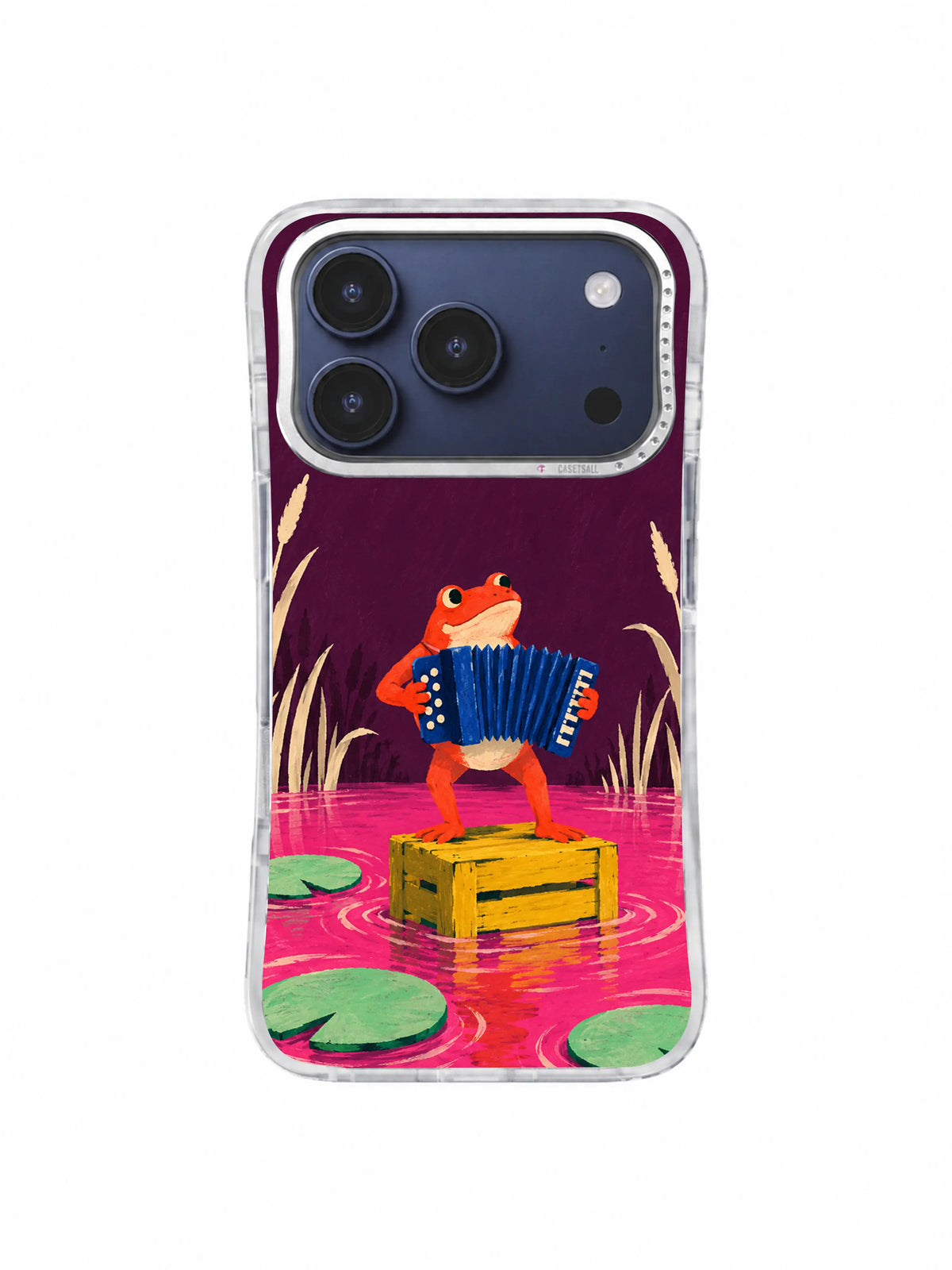 Accordion Pink Ripple artwork on iPhone 17 Pro transparent case
