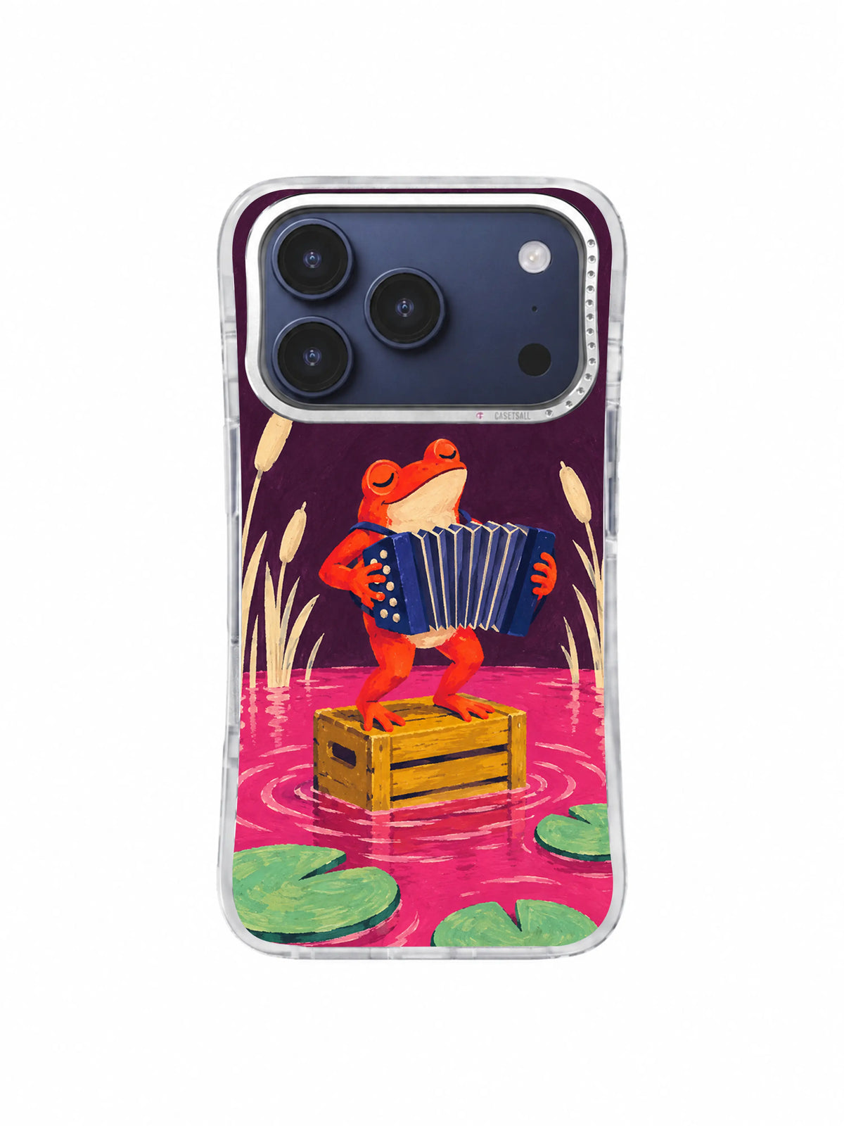 Accordion Reed Rhythm artwork on iPhone 17 Pro transparent case