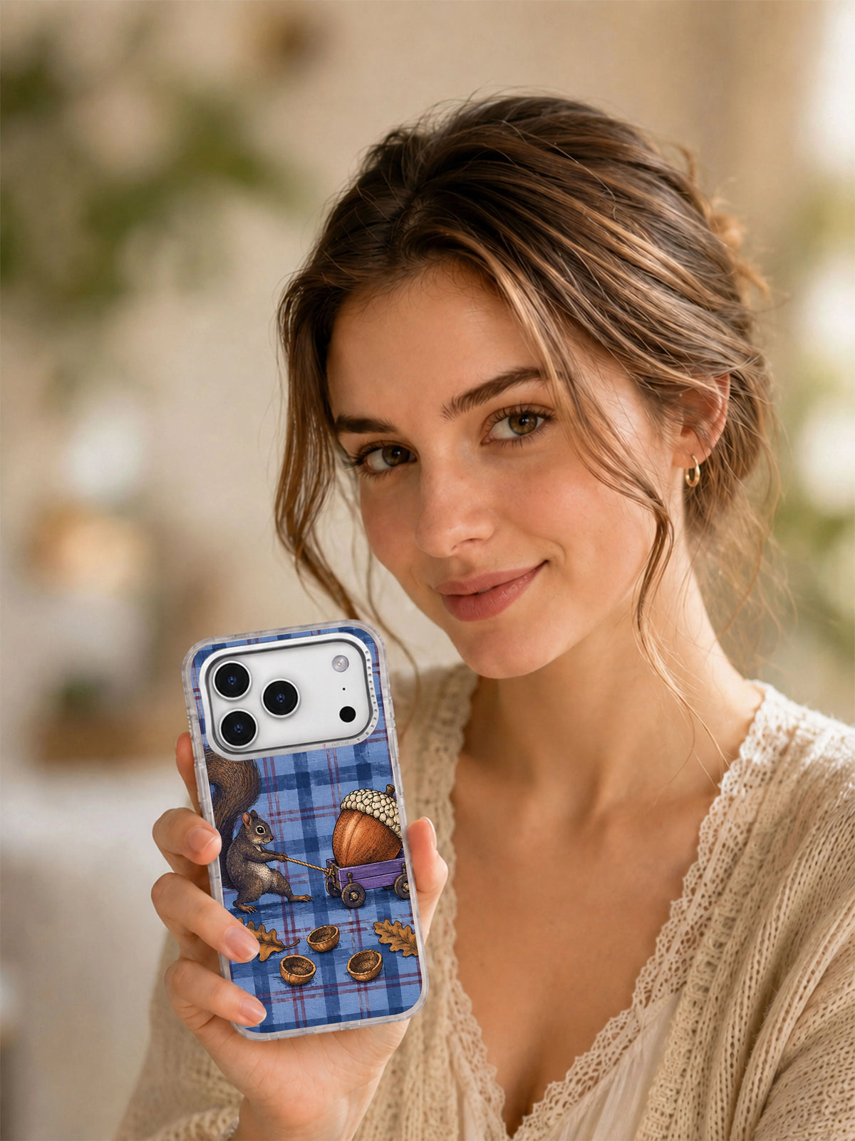 An Acorn Too Big for the Pocket iPhone 17 Pro case lifestyle view