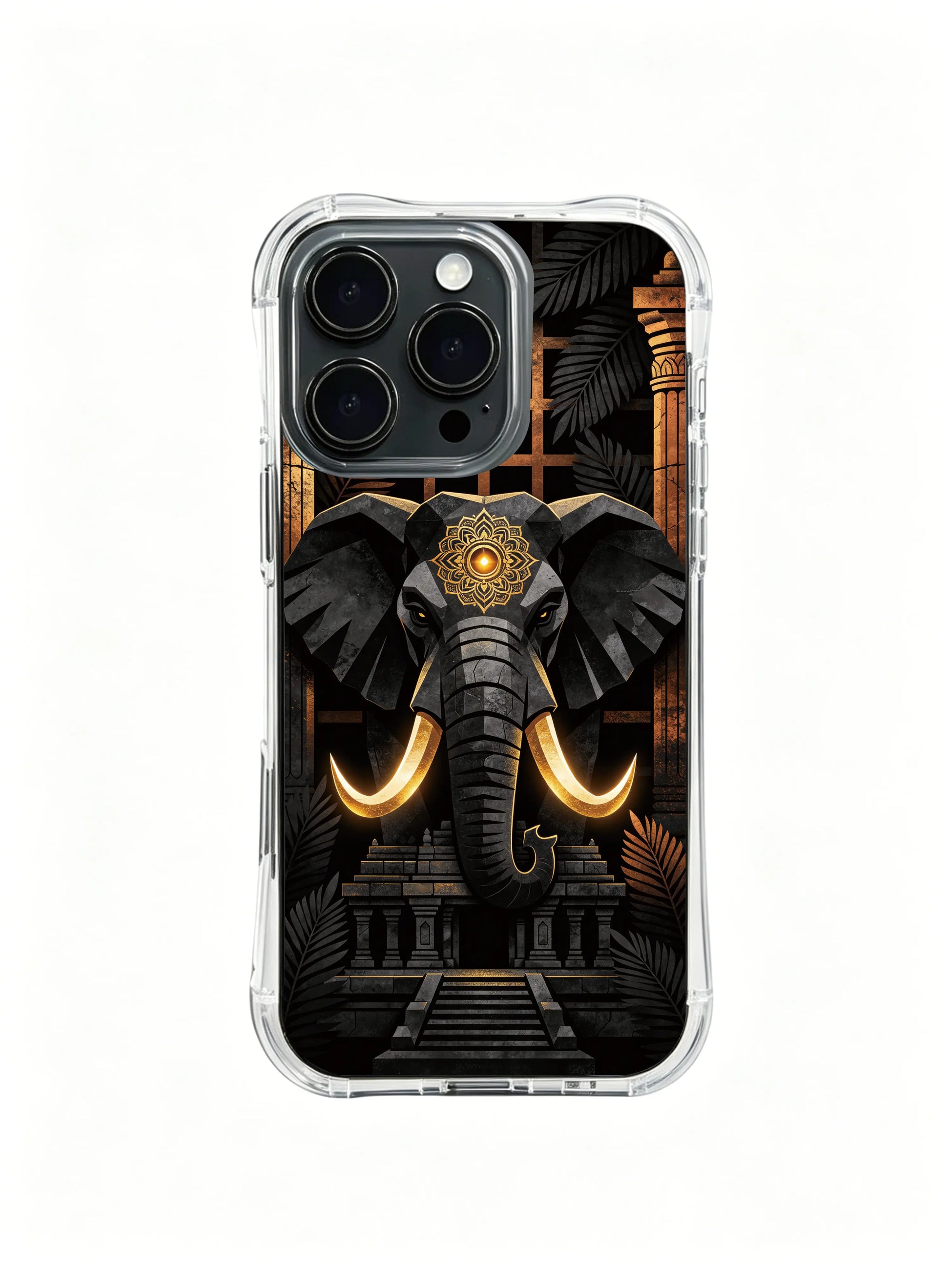 Aged stone texture PhoneCasing, aesthetic iPhone 14 Plus Case with mandala detail, soft touch comfortable phone casing.
