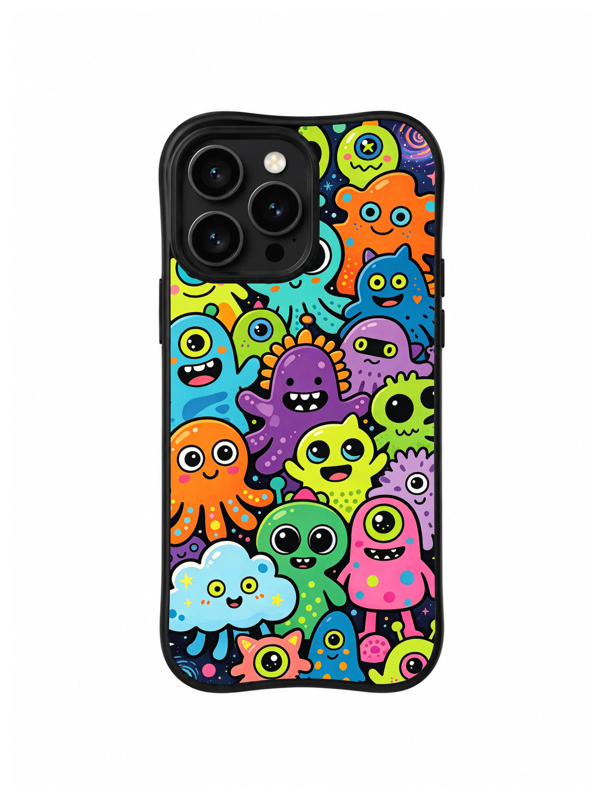 Alien Playground Friends iPhone 13 Pro case in Friendly Alien Crowd pattern