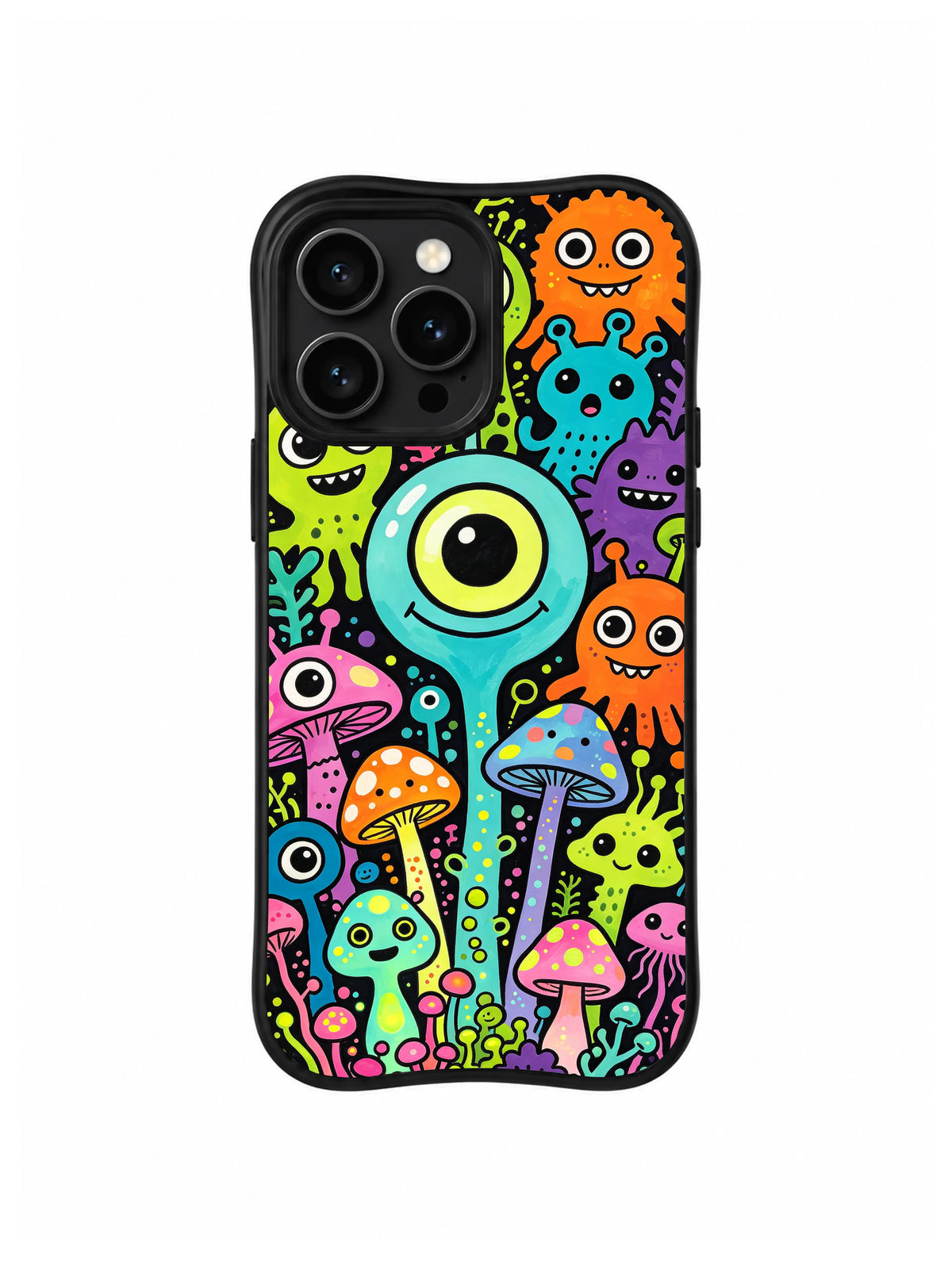 Alien Playground Friends iPhone 13 Pro case in Cyclops Mushroom Planet pattern