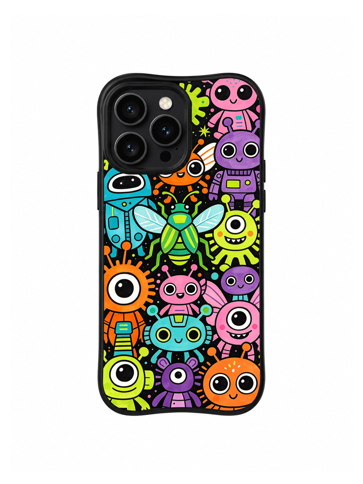 Front view of Alien Playground Friends iPhone 13 Pro case
